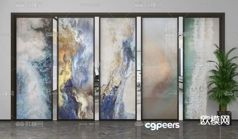 Modern Glass Doors 3D Model – 891 – VRAY Render