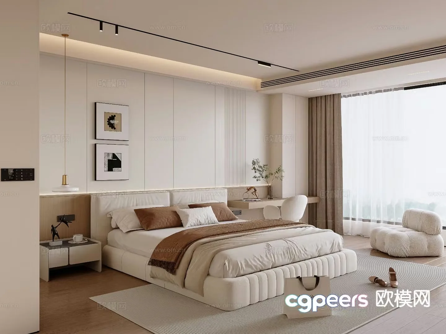 Cream style bedroom master bedroom 3d model