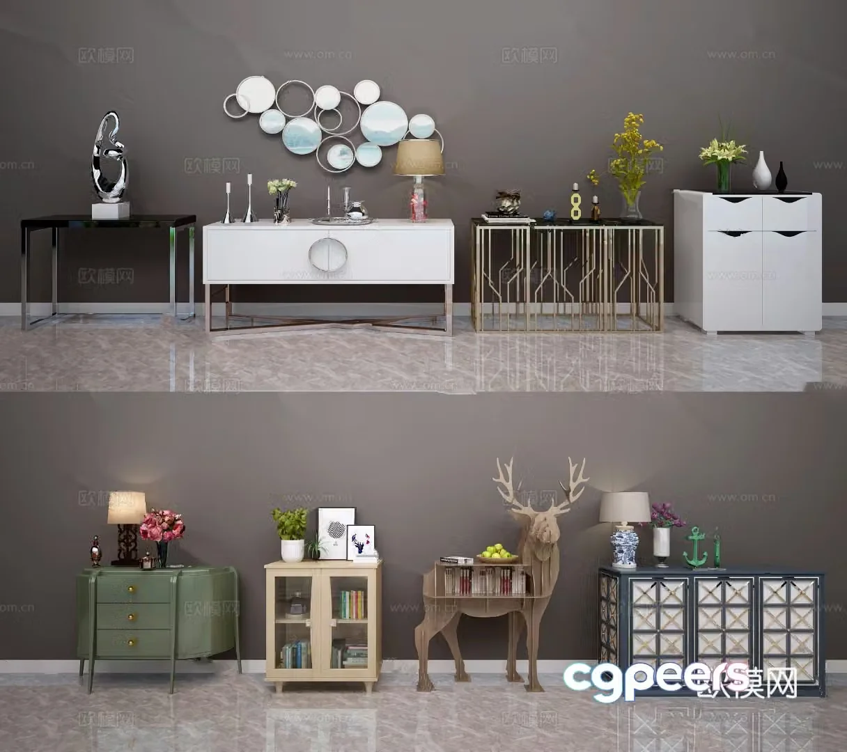 Modern decorative cabinet side cabinet 3d model