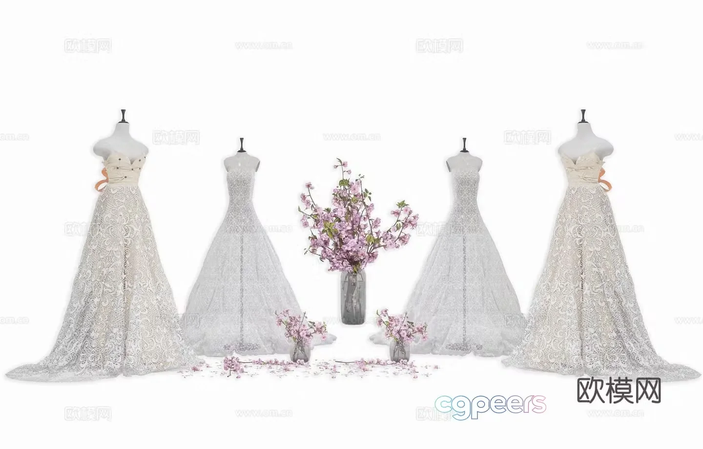 Modern wedding model Wedding wedding dress Long skirt Wedding wedding dress Plastic model Wedding dress display 3d model