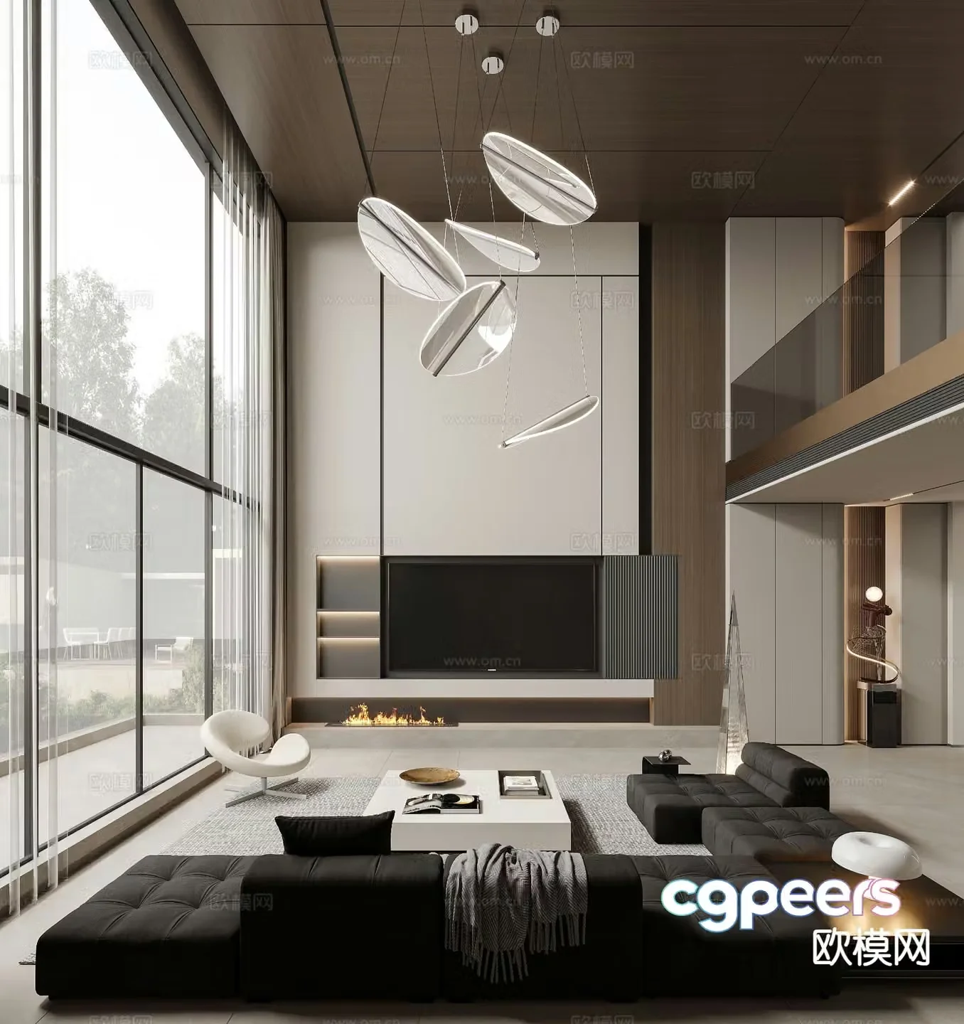 Modern villa living room 3d model
