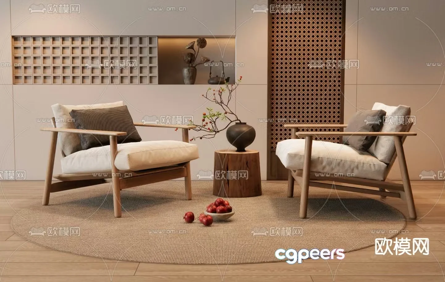 New Chinese style leisure chair armchair 3d model