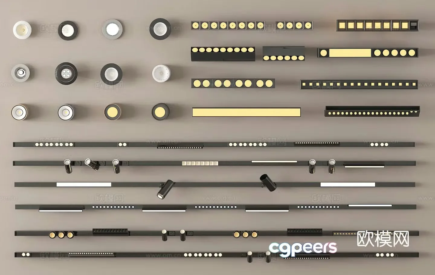 Spotlight Downlight Track Light Light Bar 3D Model