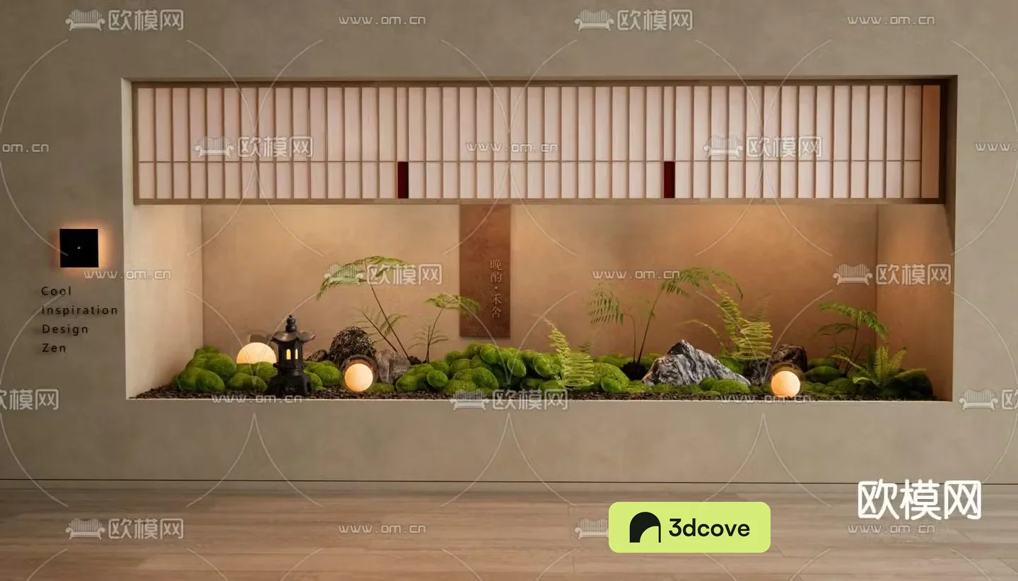 New Chinese style courtyard sketches landscaping bryophytes
