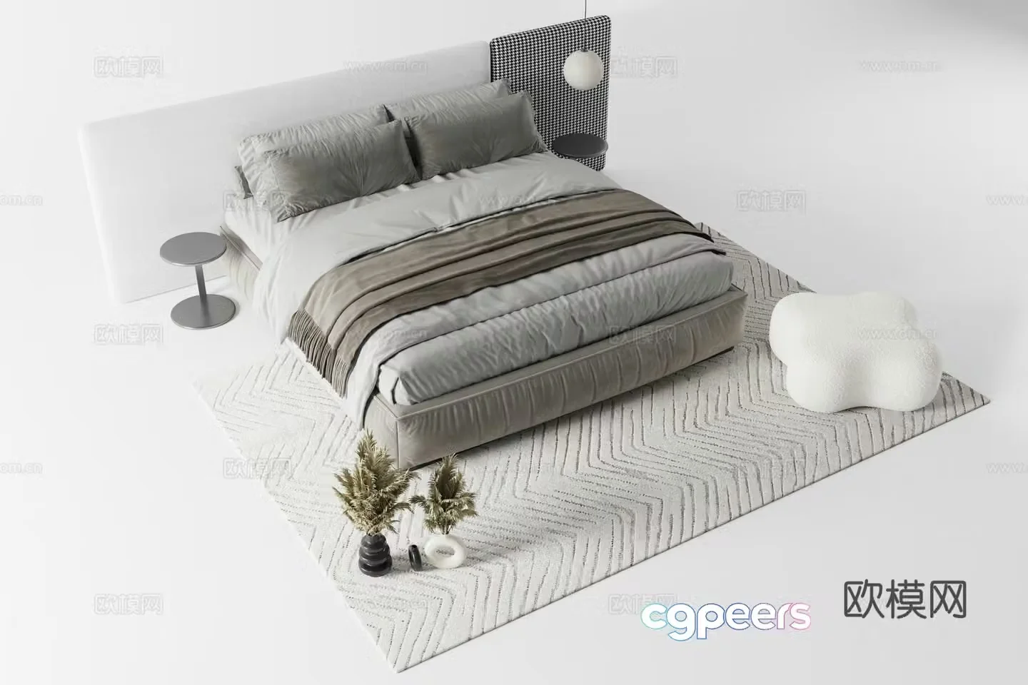 Double bed Master bedroom Single bed Bedroom 3d model