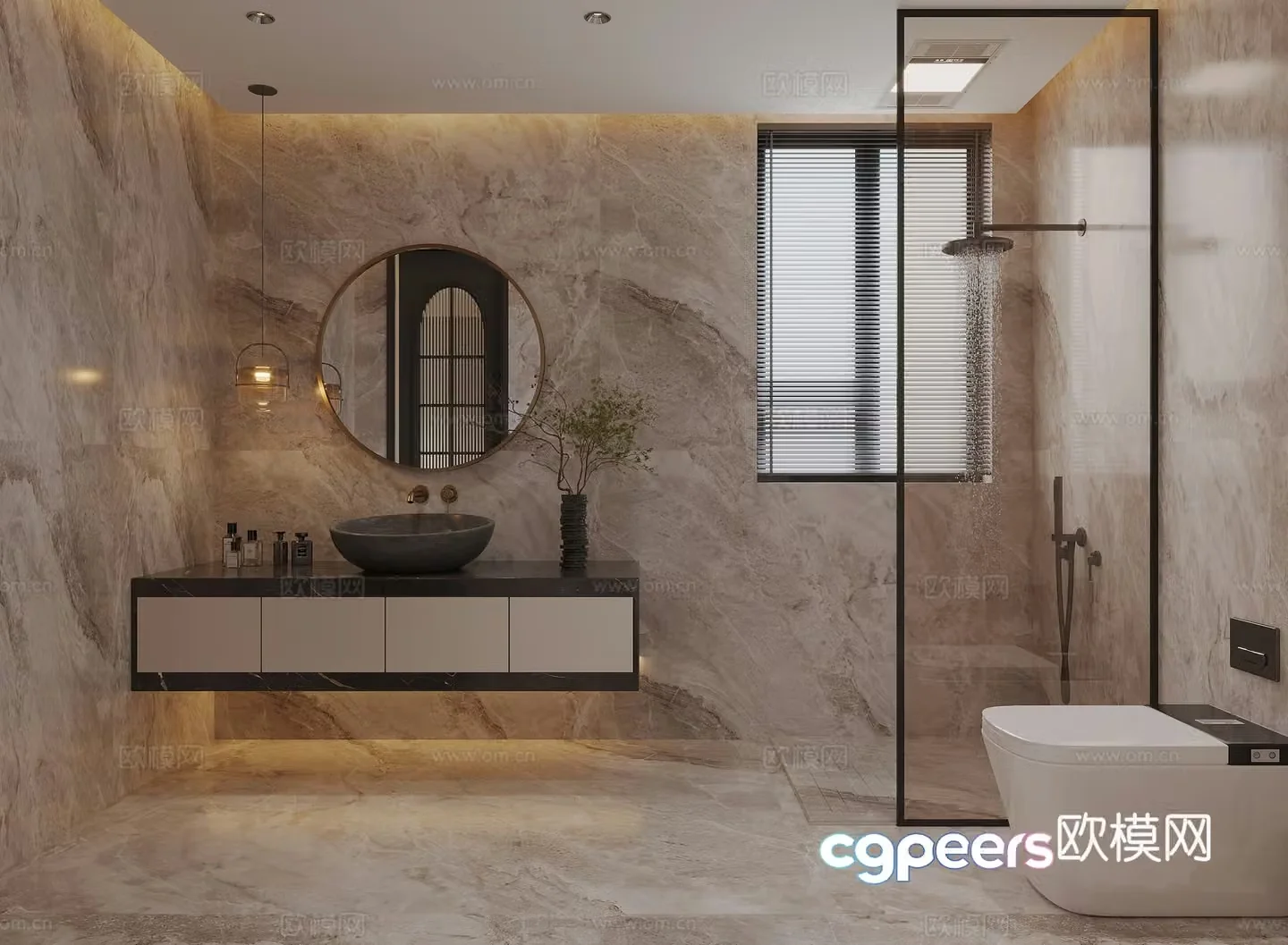 Italian light luxury bathroom retro toilet 3D model