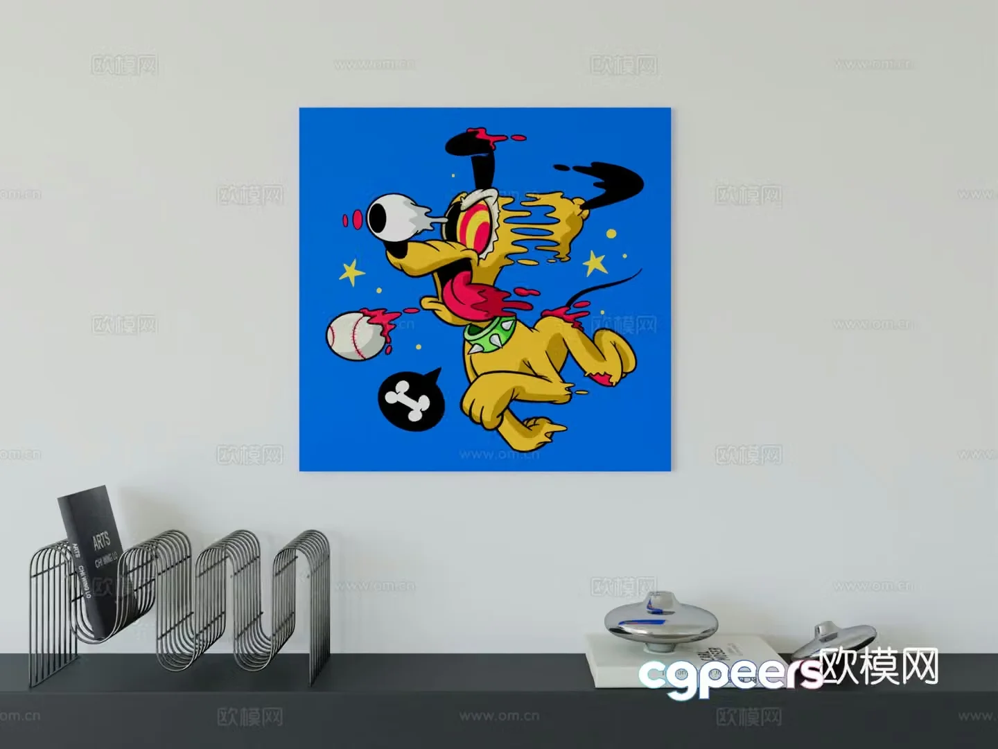 Modern minimalist cute cartoon character boy room girl room hanging painting 3d model