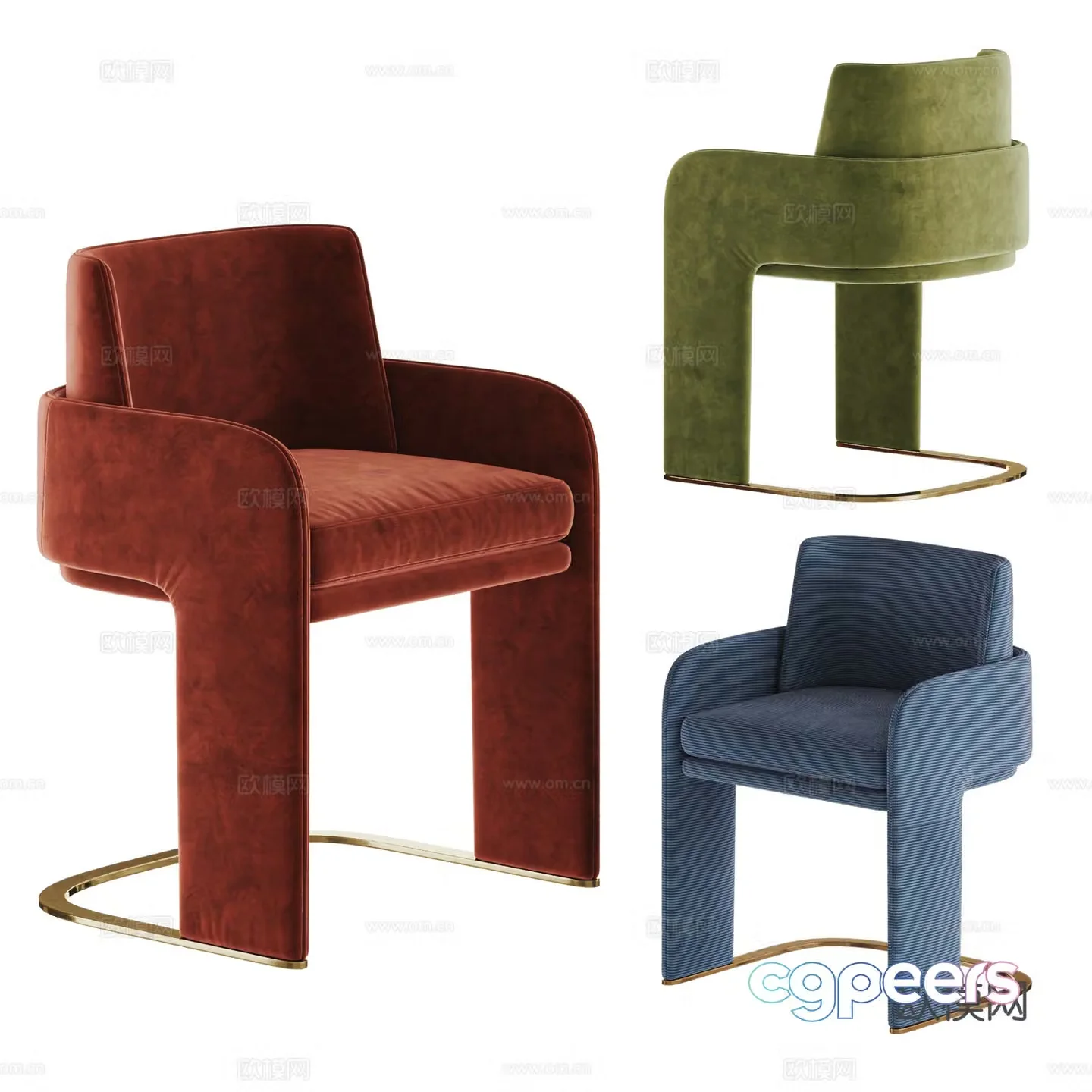 Modern light luxury dining chair casual chair single chair book chair makeup chair fabric single chair 3d model