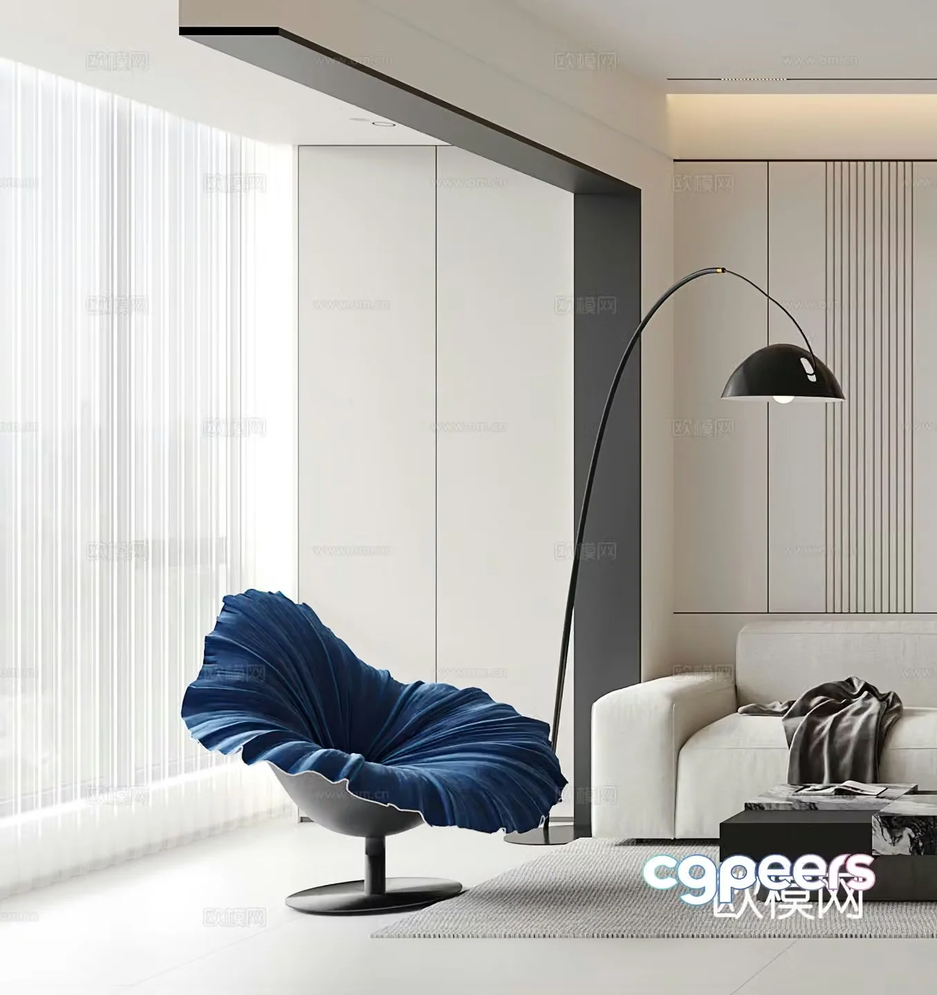Modern leisure chair petal chair 3d model