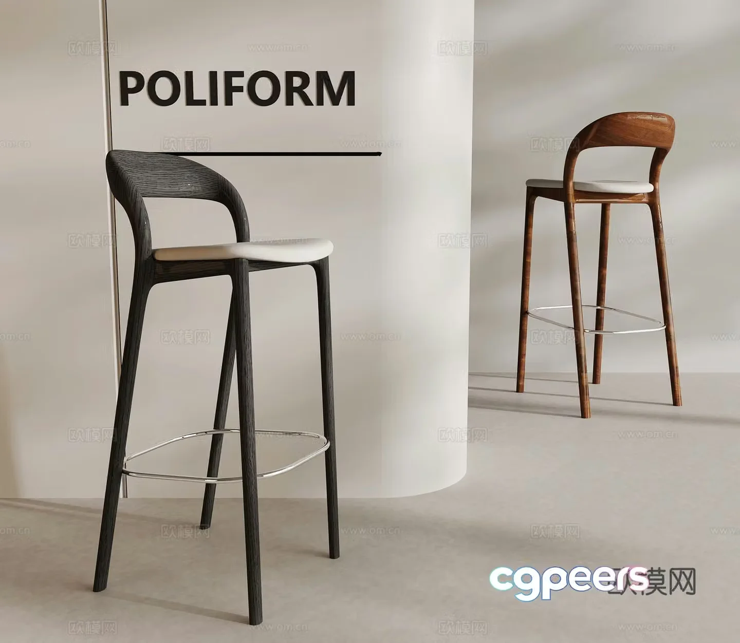 Modern bar stool 3d model