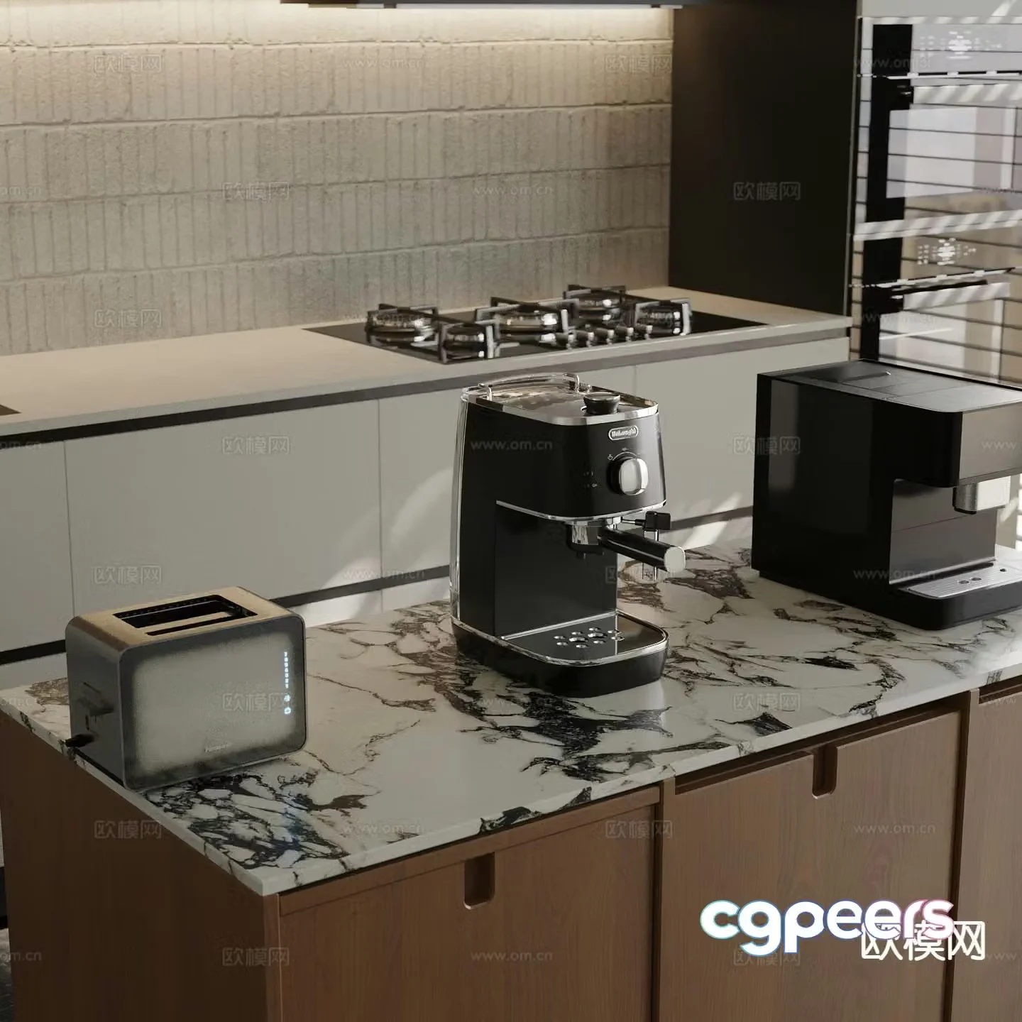 Modern kitchen appliances bread machine coffee machine 3d model