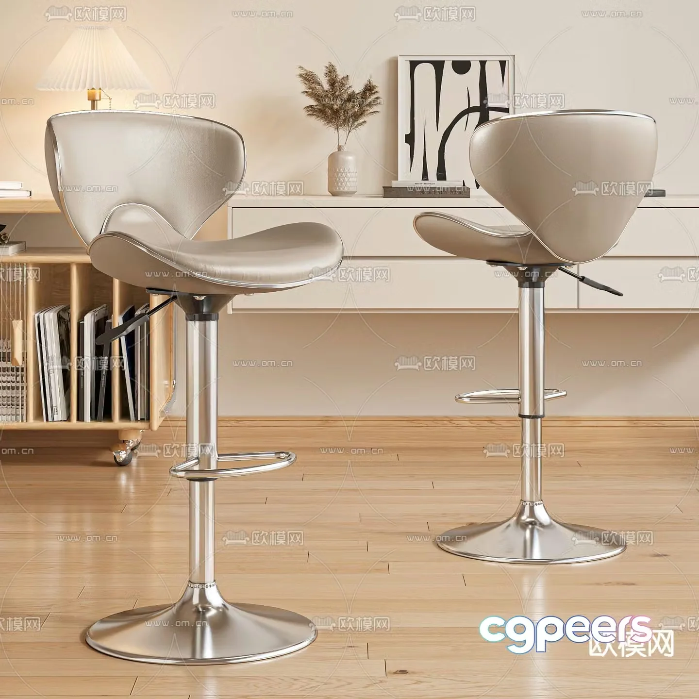 Light luxury bar chair bar stool high stool 3D model