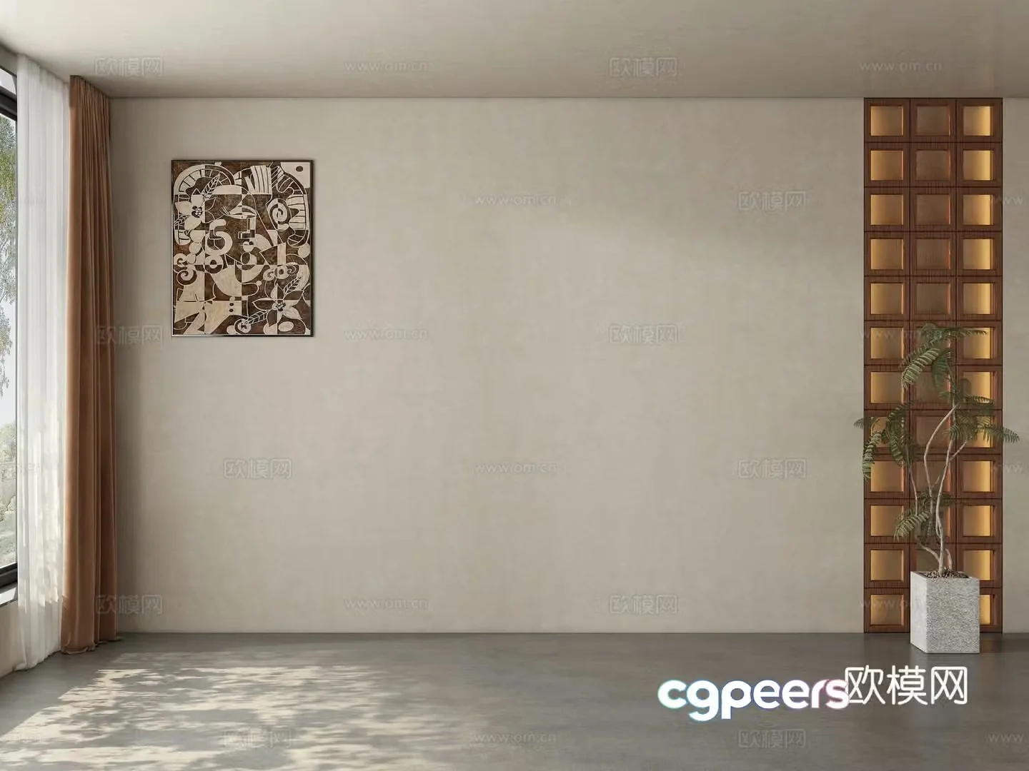Modern medieval style restaurant tea room background wall 3d model