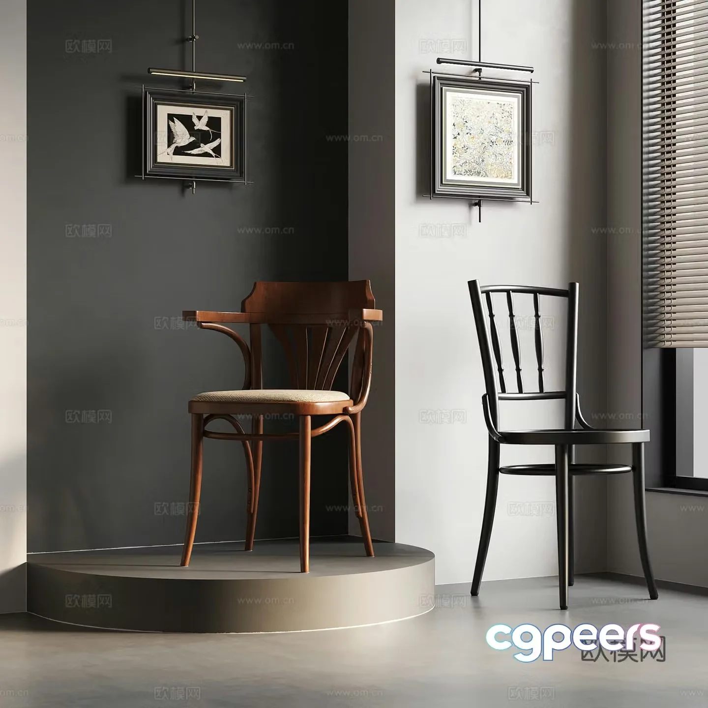 French medieval dining chair single chair 3d model