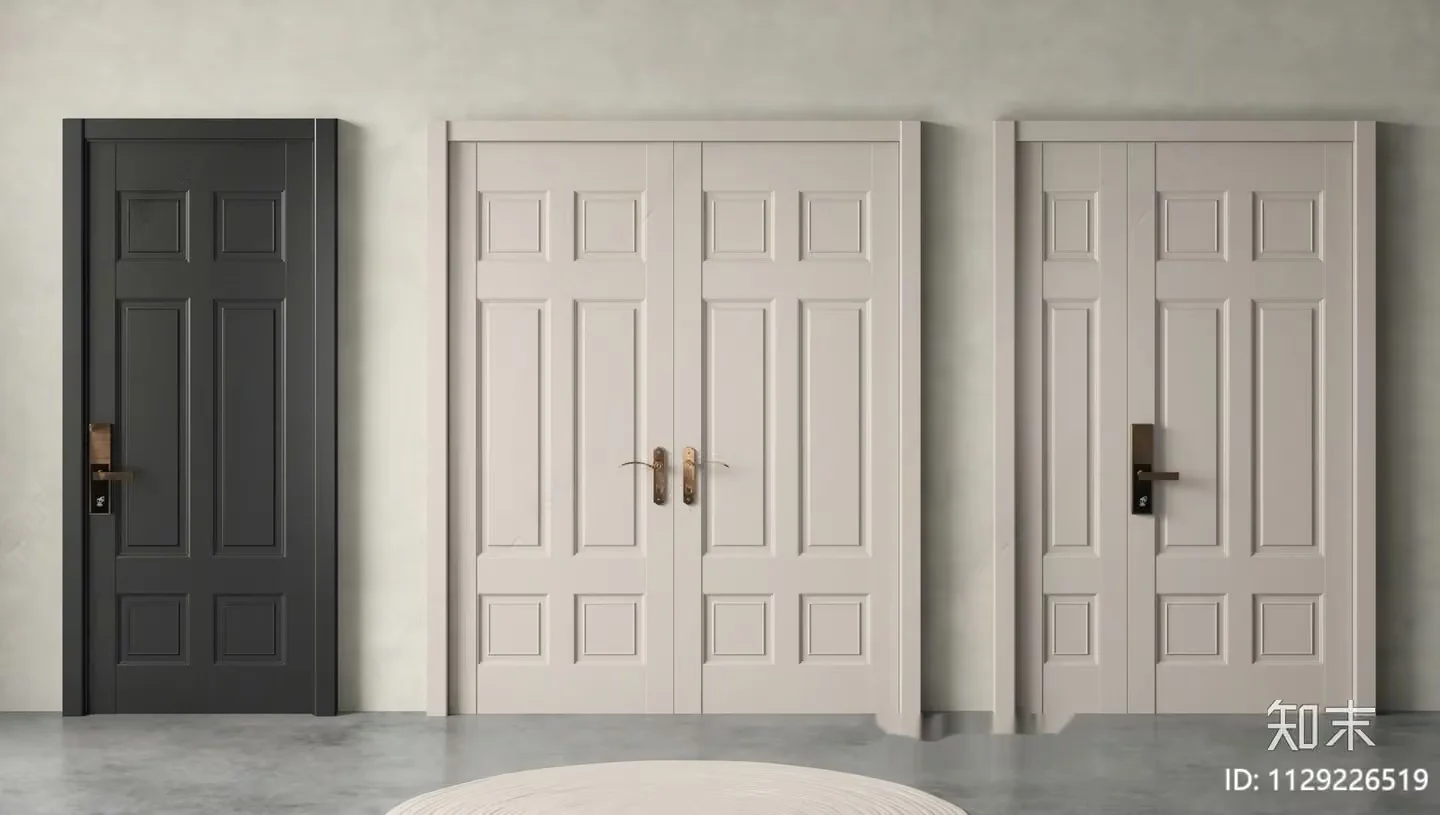 A Row Of Doors 3D Model – 17690 – VRAY Render