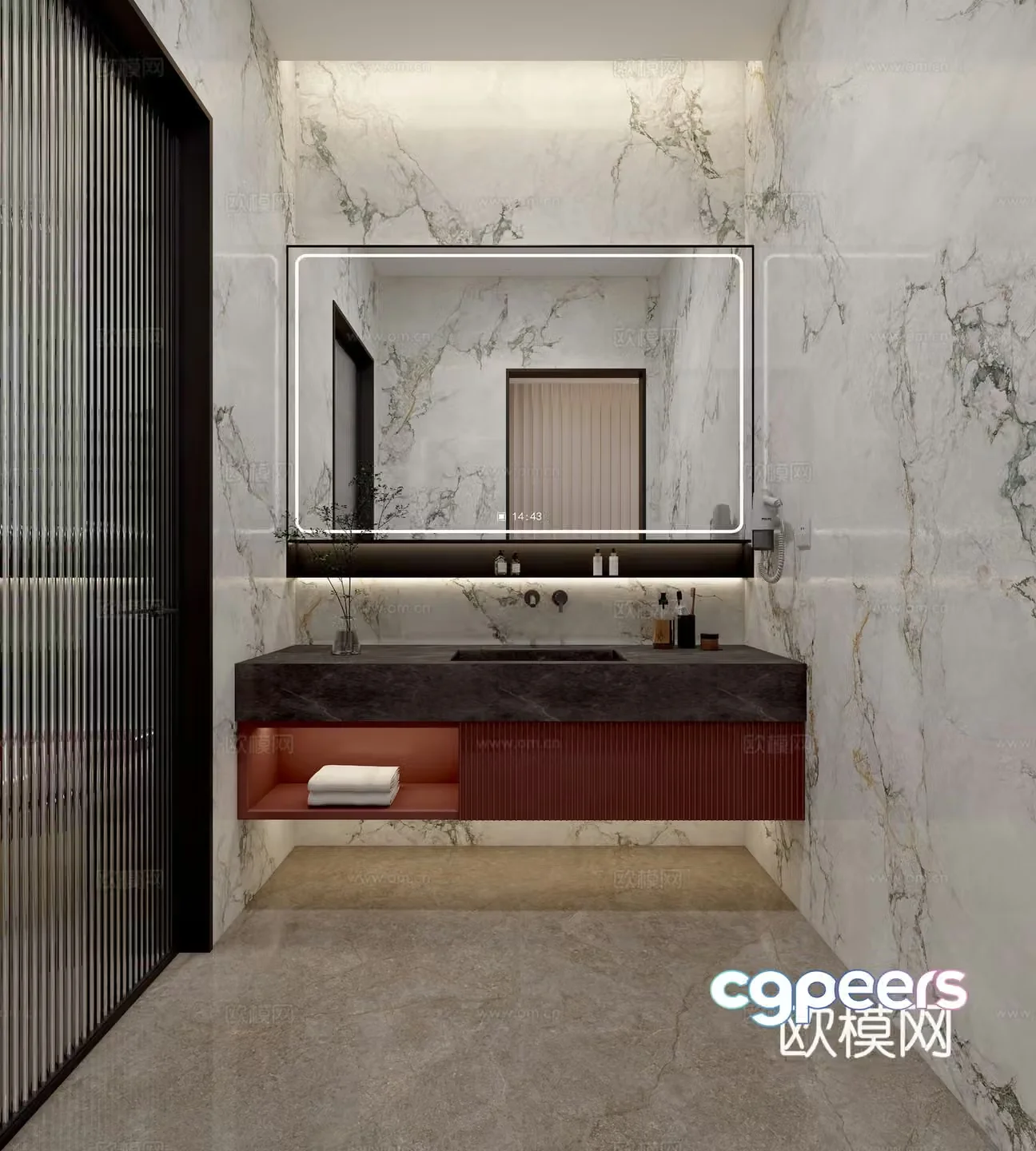 Modern light luxury bathroom dry area bathroom cabinet 3D model