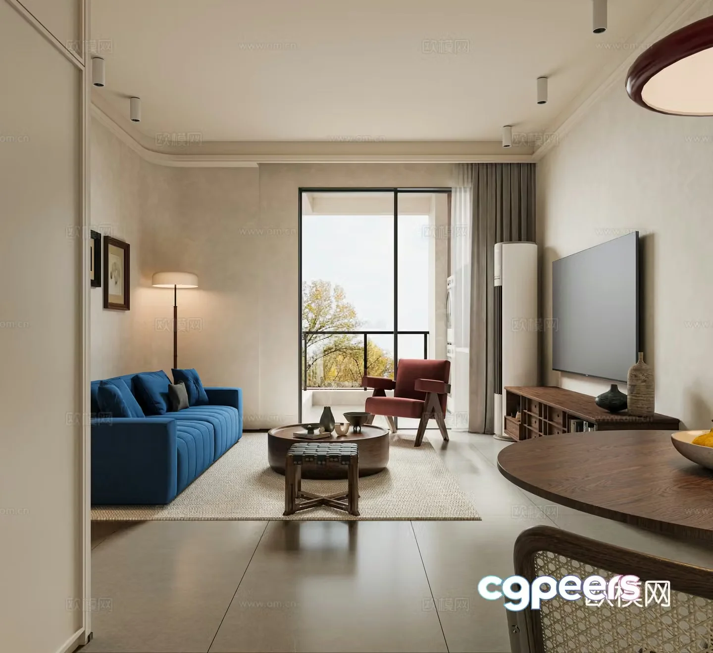 Middle-aged living room 3d model