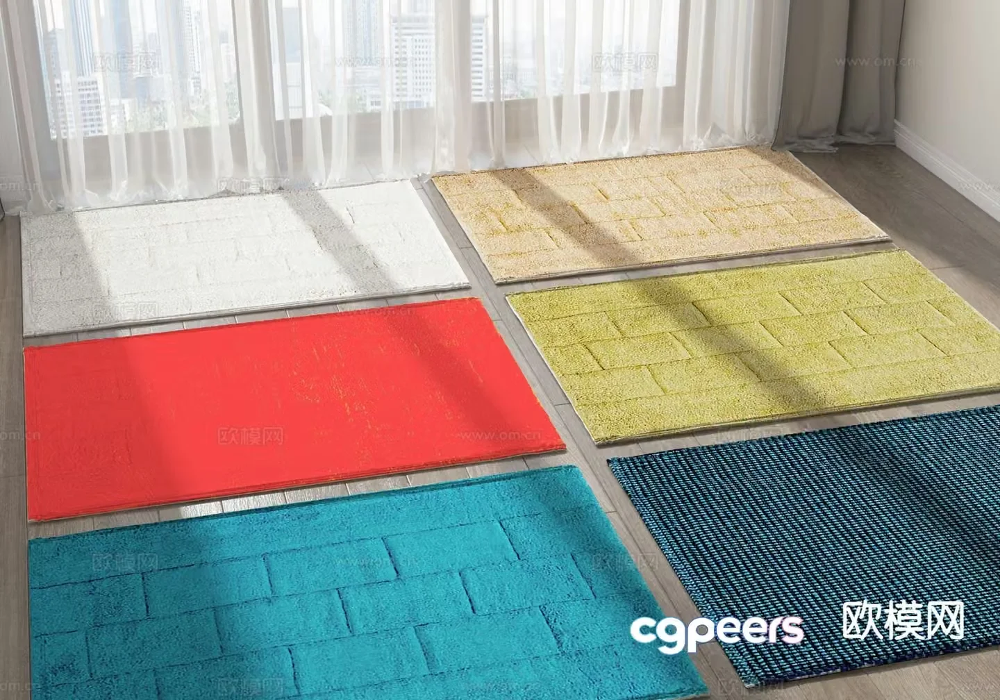 Modern carpet square rug 3d model
