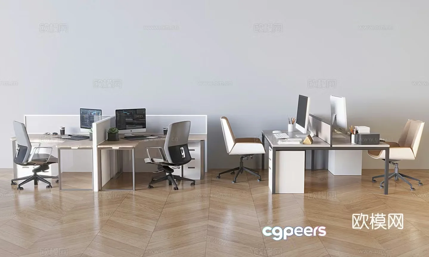 Card seat office desk and chair post 3d model