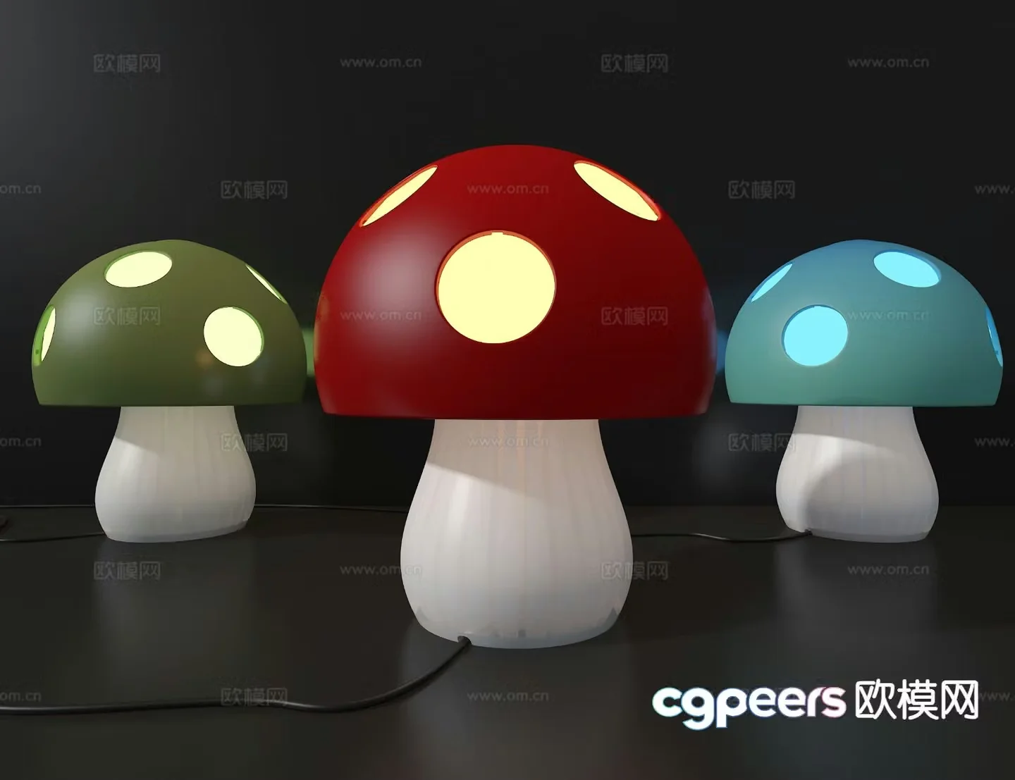 Mushroom night light decorative lamp 3d model
