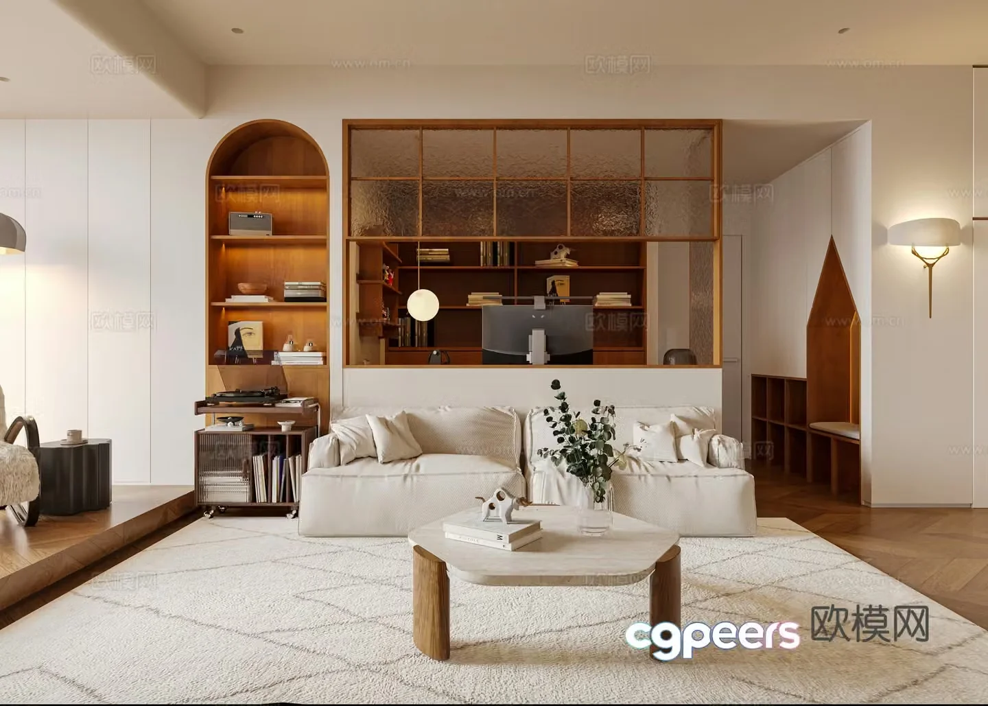 Retro living room study 3d model