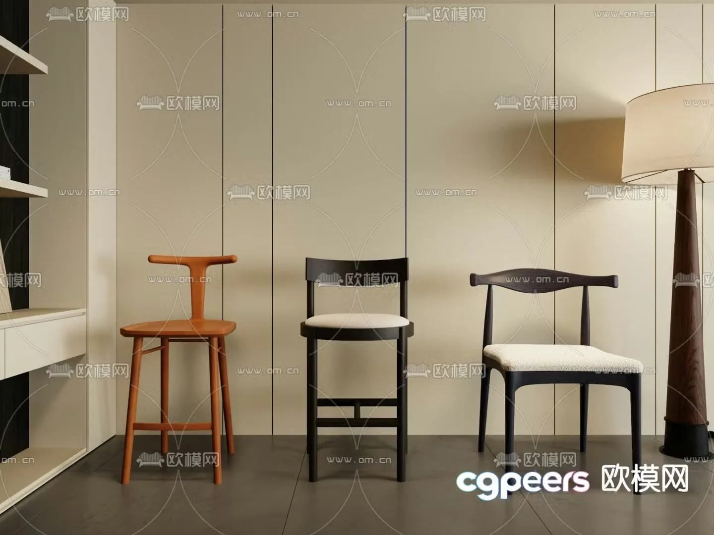 Nordic chair dining chair 3d model