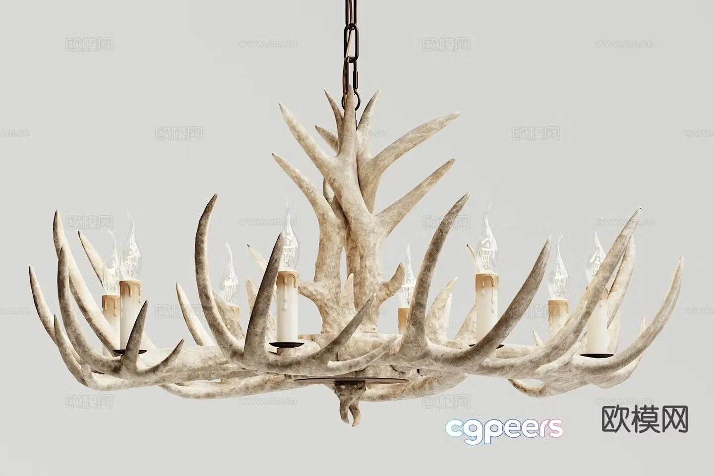 Nordic antler chandelier 3d model