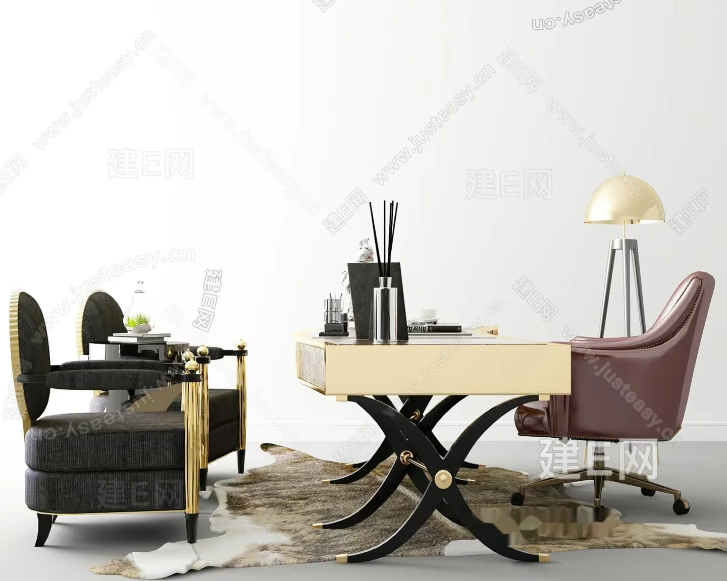 A Desk With A Chair 3D Model – 3146 – VRAY Render