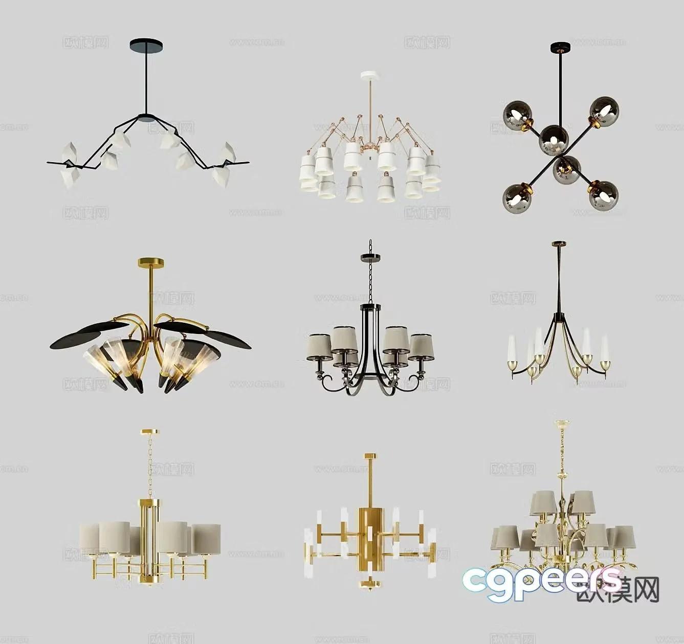Light luxury chandelier hall chandelier 3d model