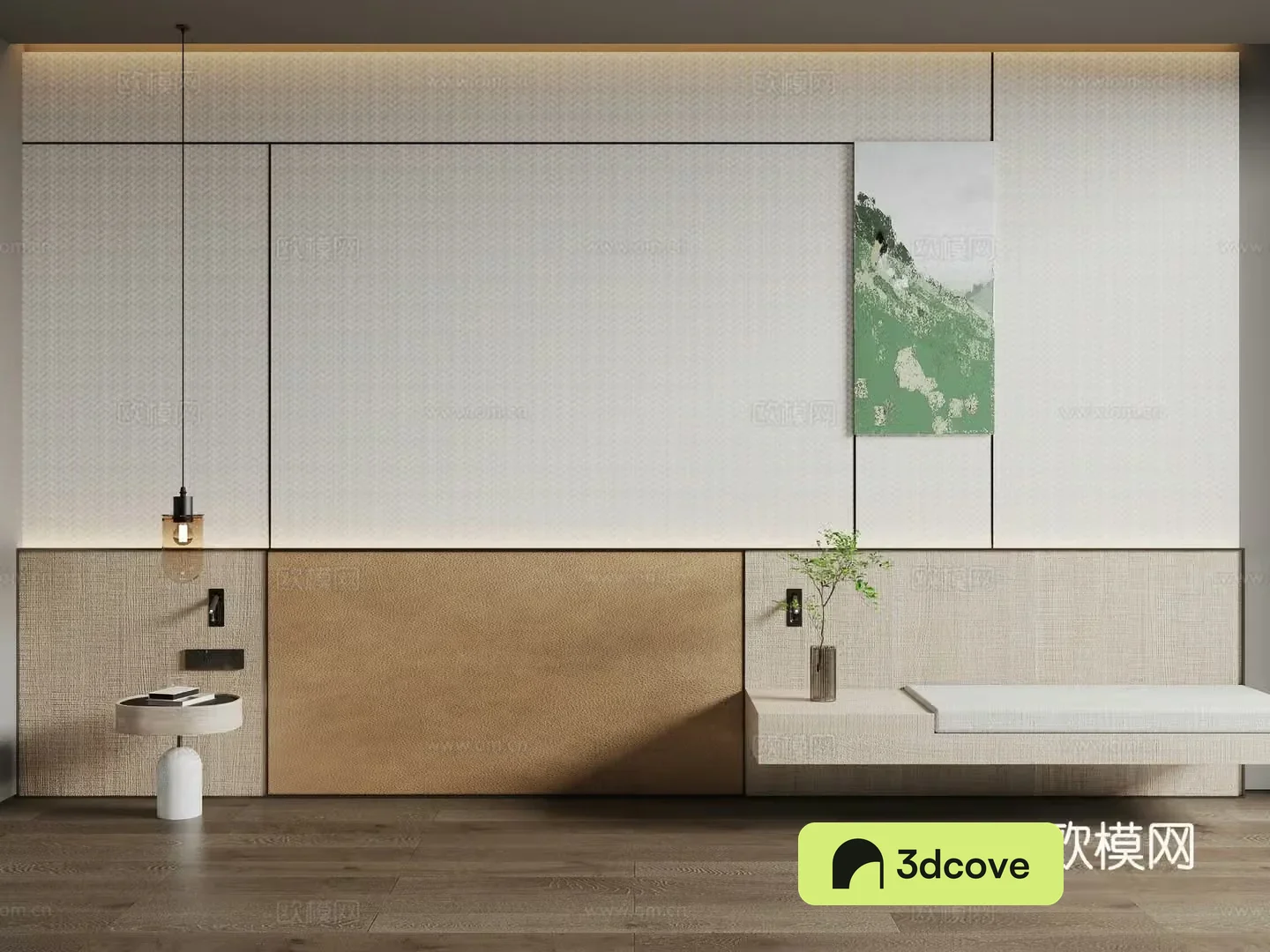 Modern hotel room background wall bedside background wall