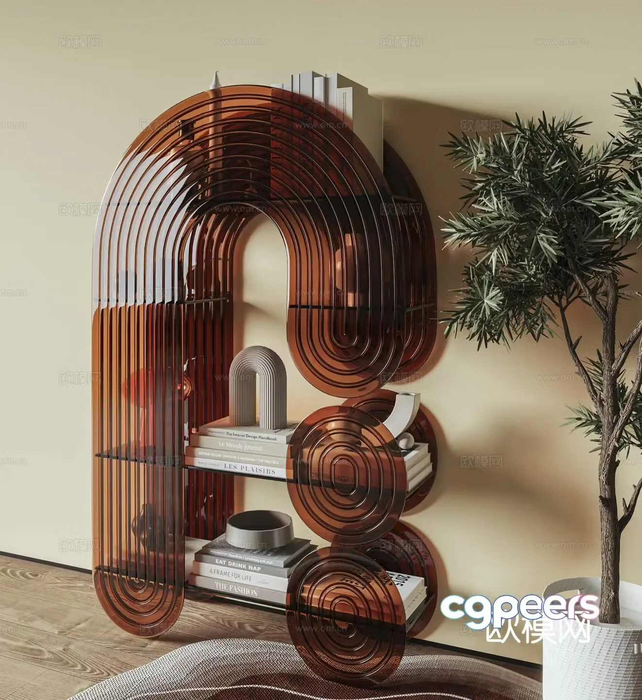 Modern acrylic bookcase 3d model