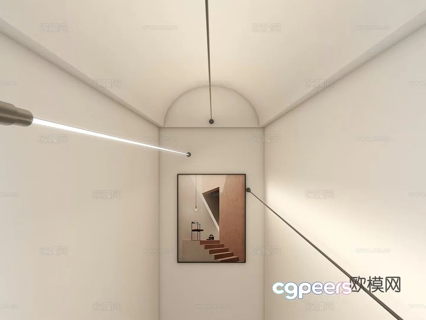 Modern wall washing lights light strips skyline lights line lights wire lights steel belt lights 3D model