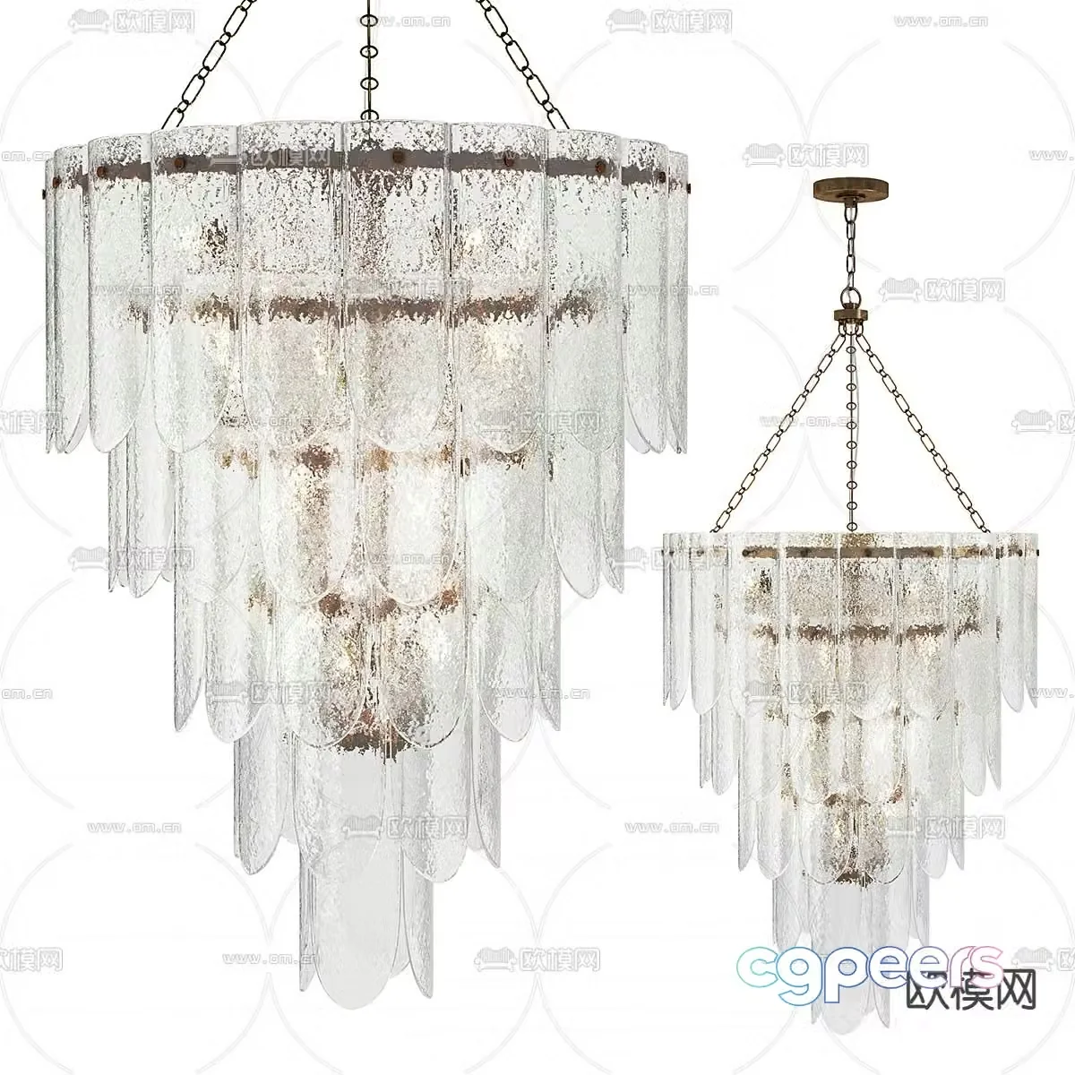 Glass chandelier lobby chandelier 3d model
