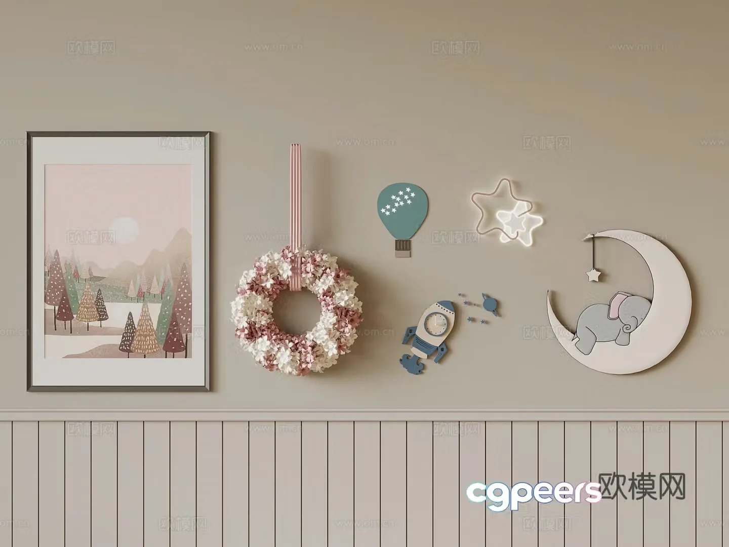 Modern pendant children’s wall decoration cartoon 3d model