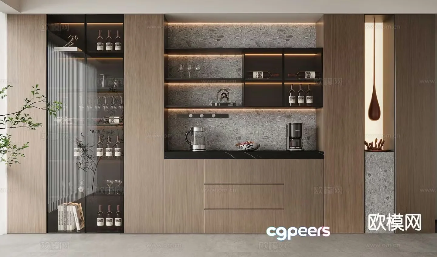 Modern glass wine cabinet 3d model