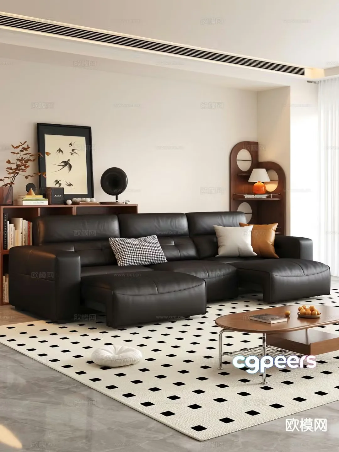 Three seater sofa upholstered sofa 3d model