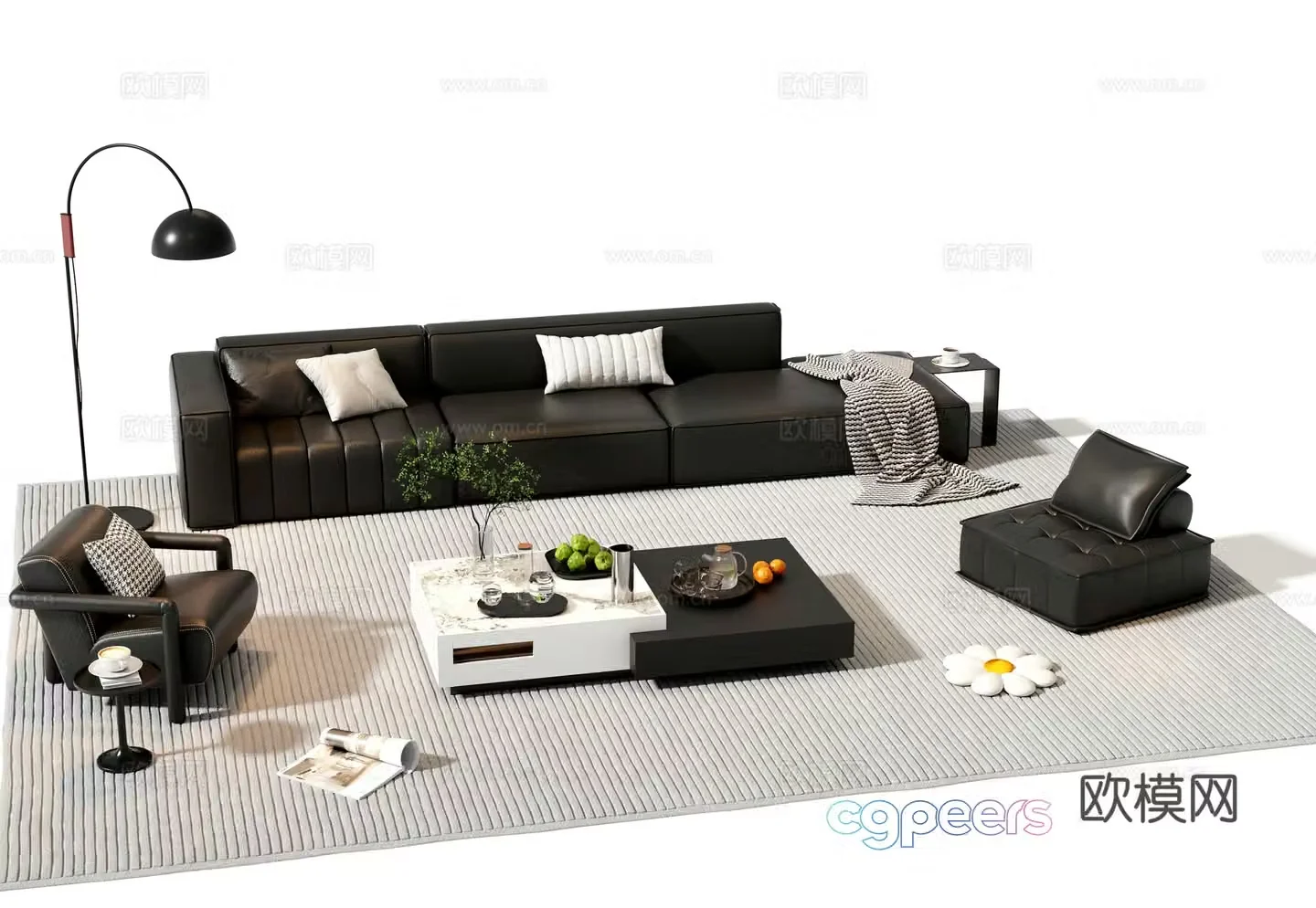 Italian sofa coffee table modular sofa 3d model