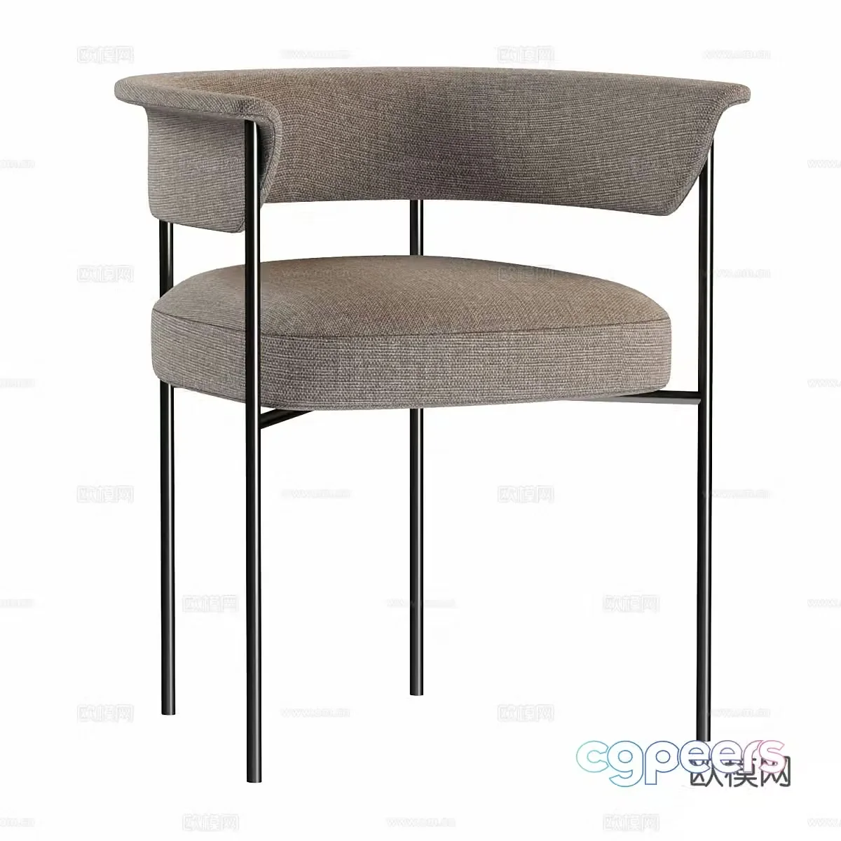 Modern Italian minimalist fabric dining chair 3D model