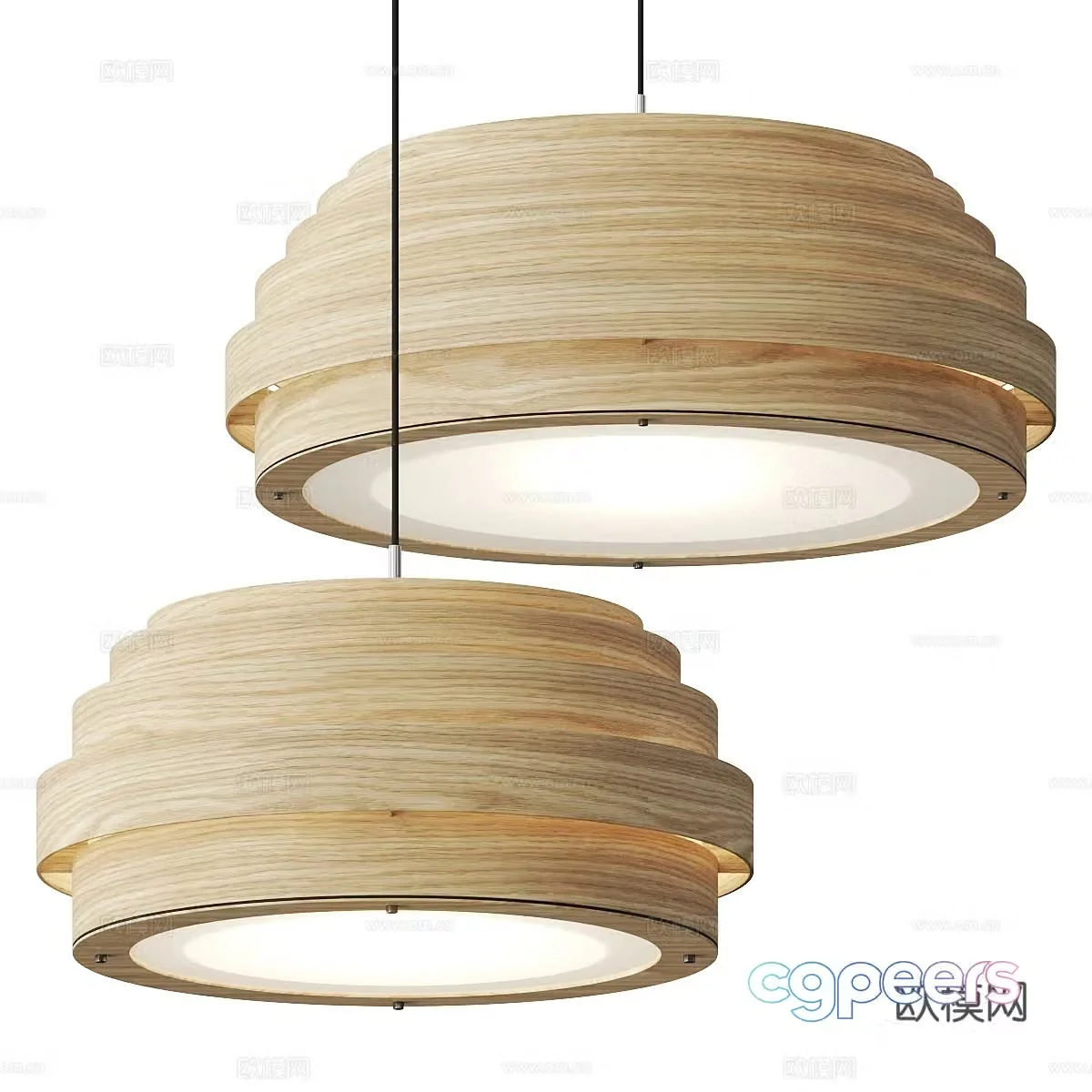 New Chinese style log style wooden decorative chandelier 3D model