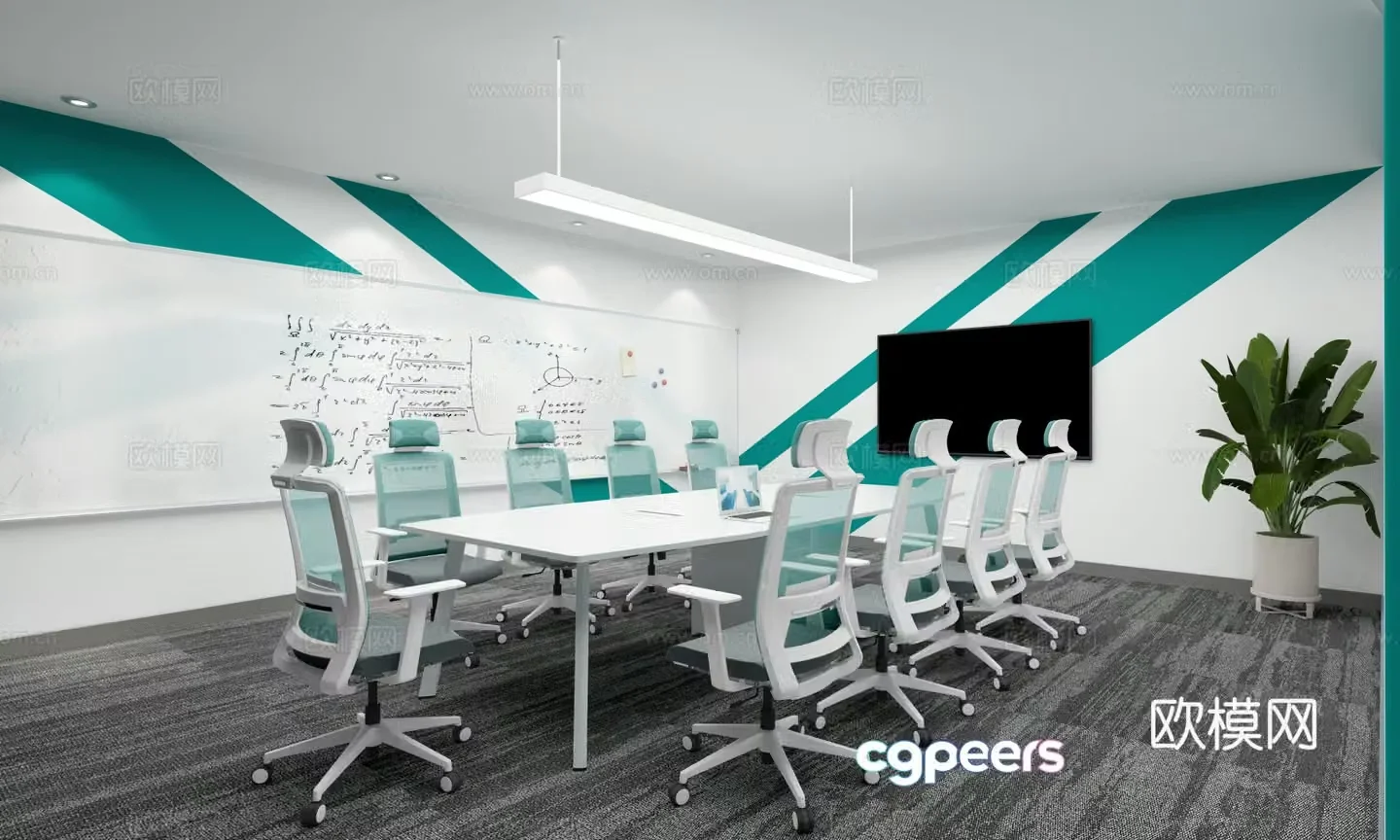 Modern negotiation room Conference room Discussion room Study room Waiting room Training room 3D model