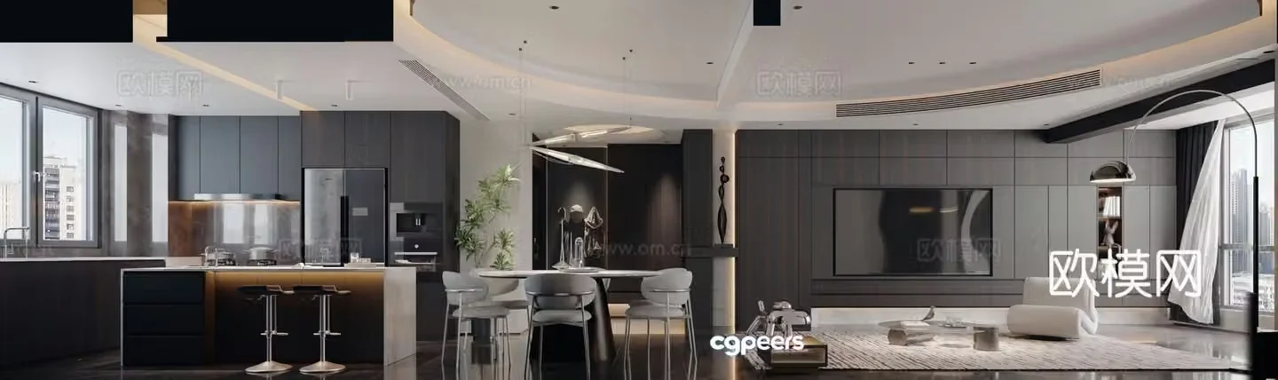Modern guest restaurant 3d model