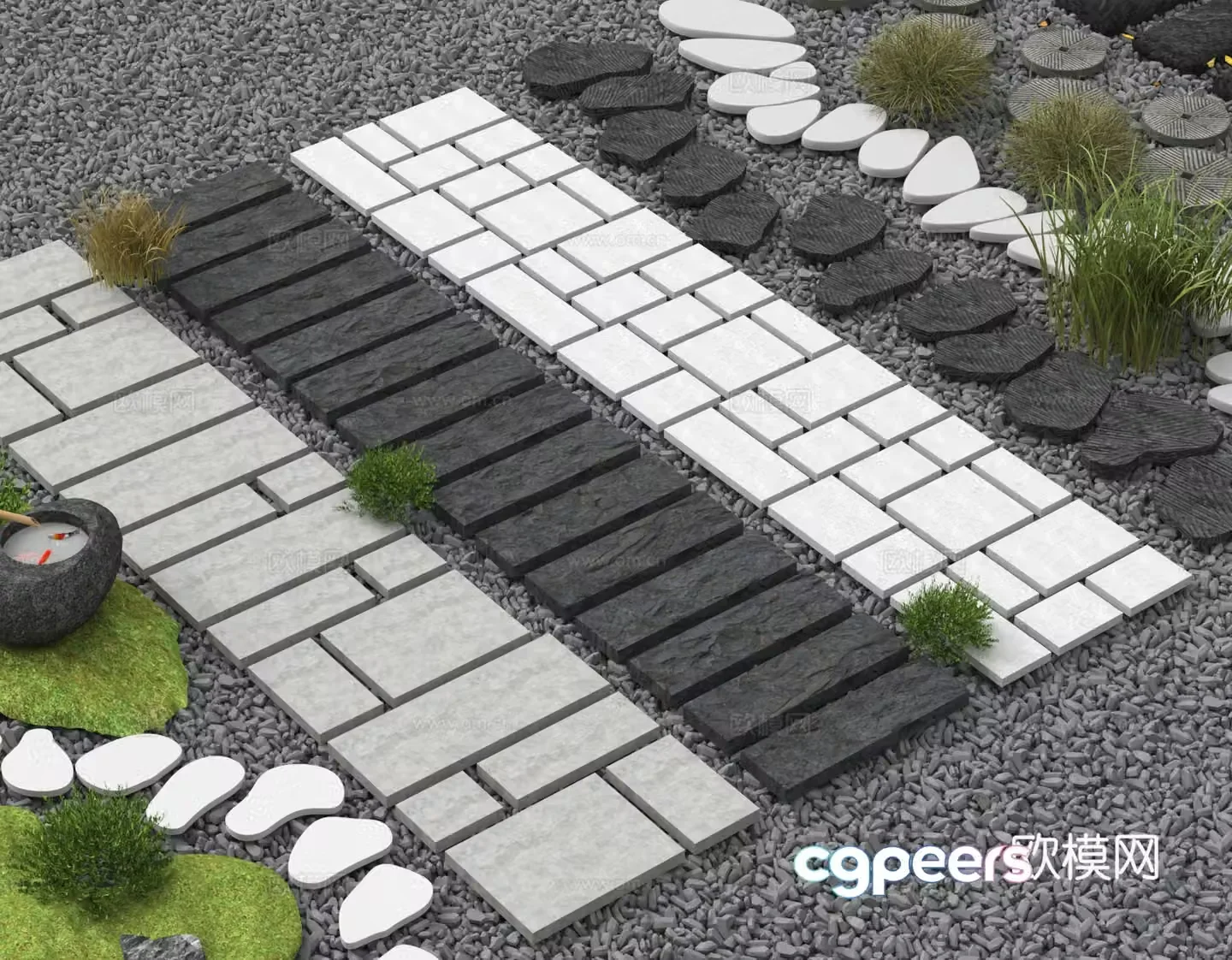 Tingbu Sketch Pavement Stone Road Park Road 3D Model