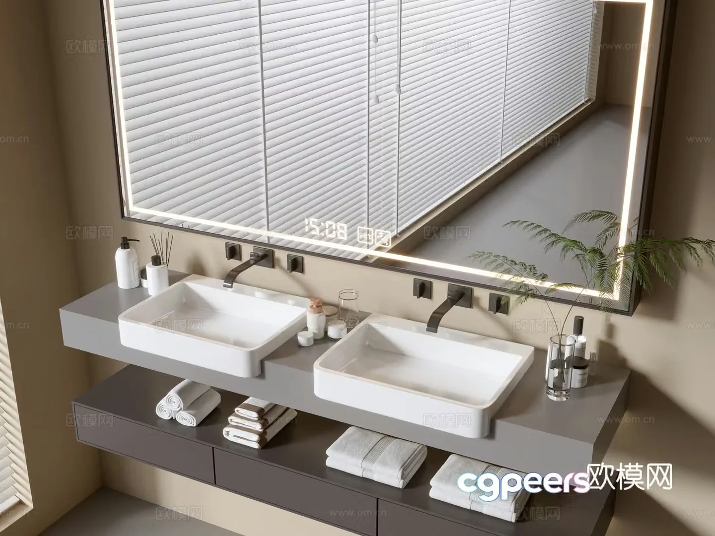 Modern bathroom cabinet bathroom basin bathroom ornaments mirror cabinet sink 3d model