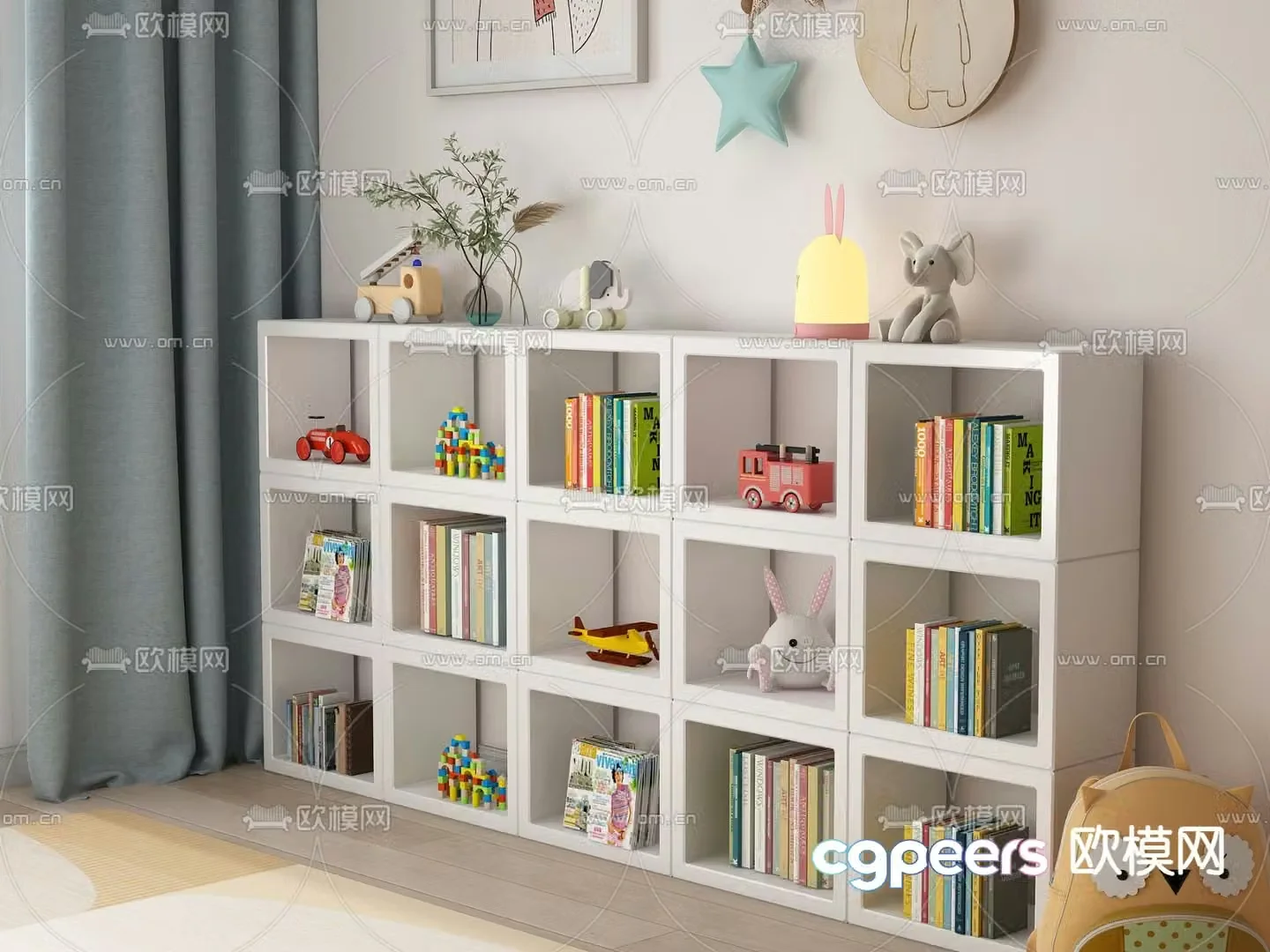 Children’s bookcase locker 3d model