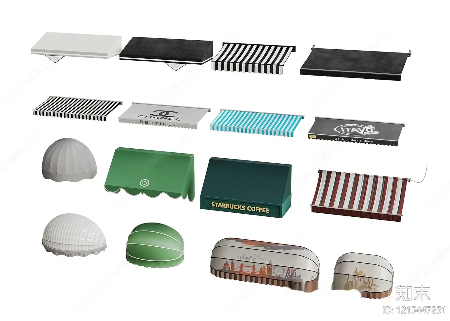 A Collection Of Awnings 3D Model – 17480 – VRAY Render