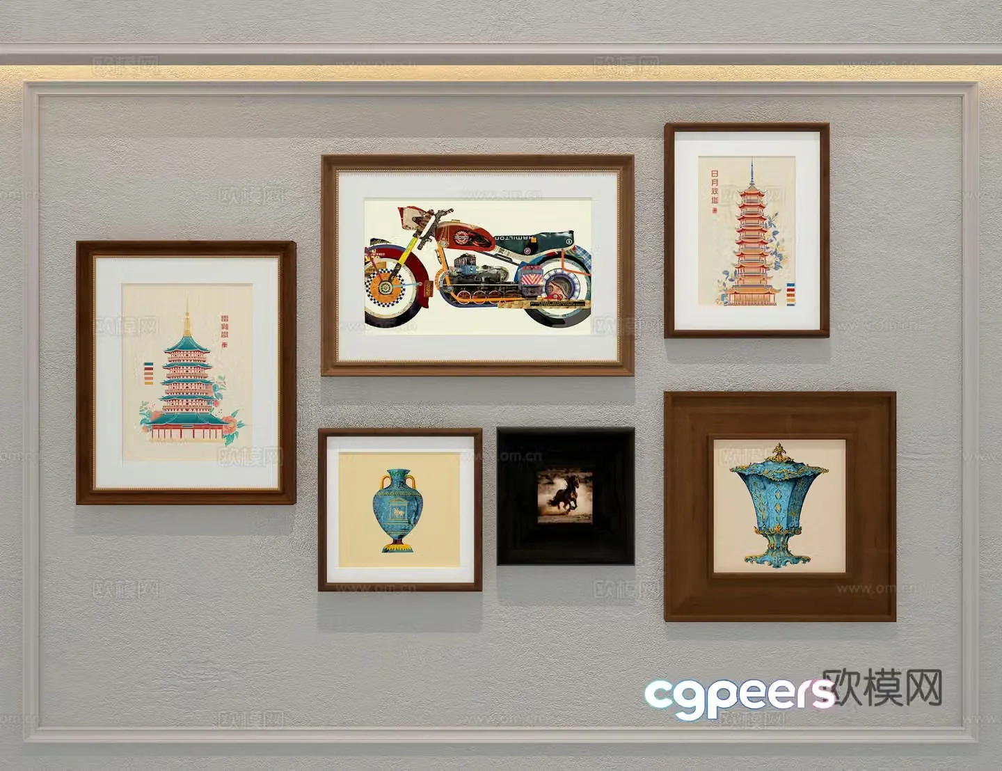 3D model of medieval style decorative painting