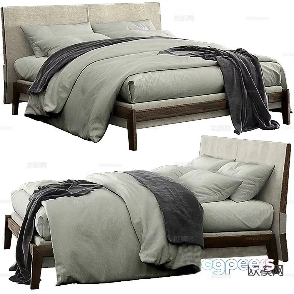 Modern double bed 3d model