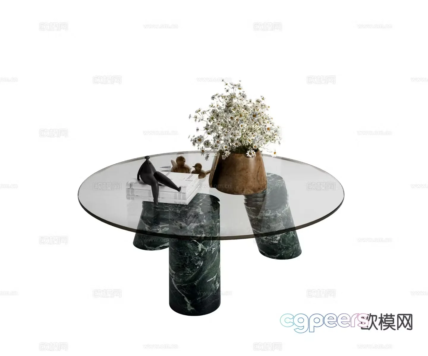 Round coffee table glass coffee table 3d model