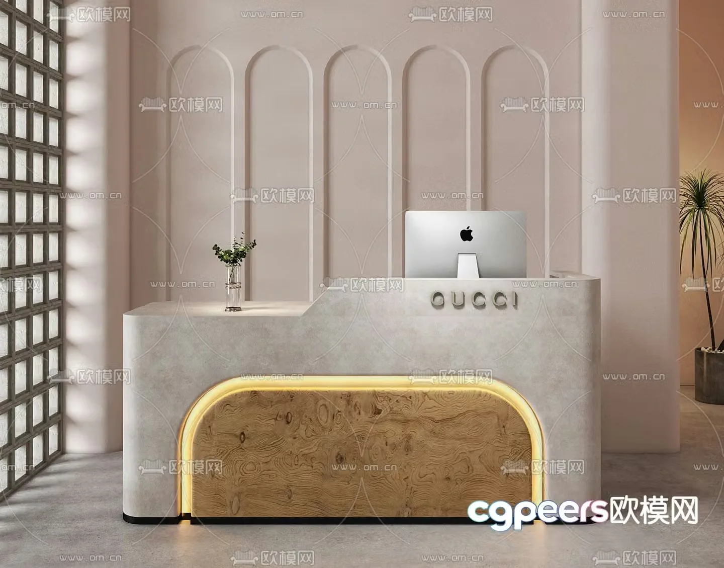 Front desk reception desk cashier desk service desk 3d model