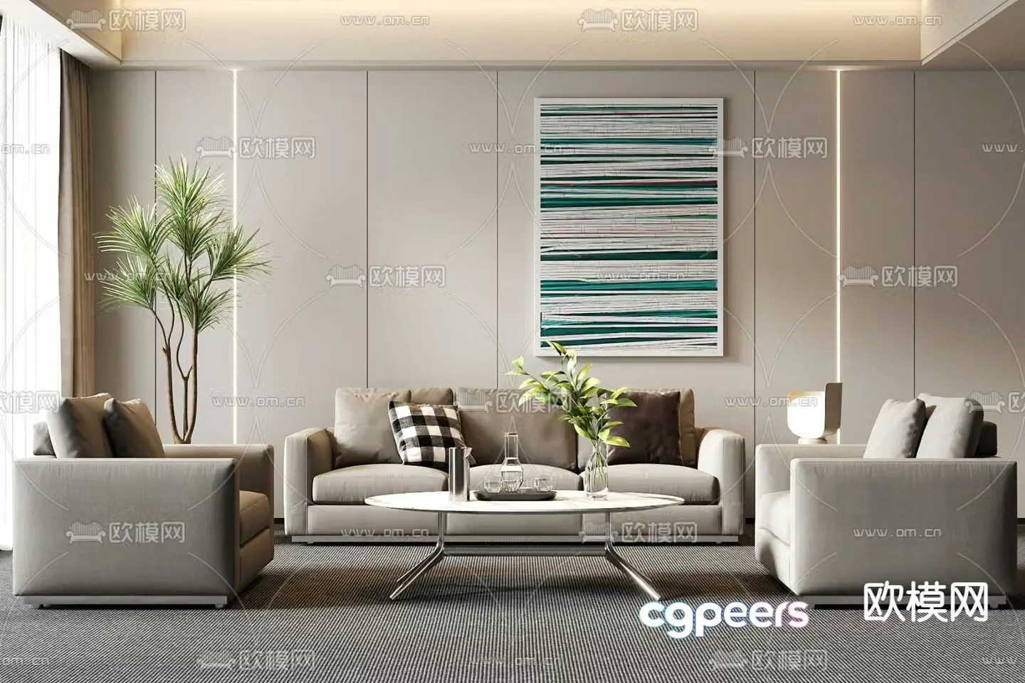 Office sofa modular sofa 3d model
